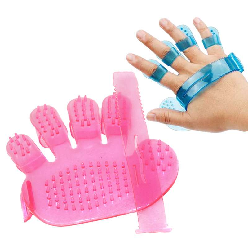 Pet For Dog Cat Hair Blue Pink Remover Gloves Brush Clean Pet Dematting Grooming Comb Pet Products PETTool0003